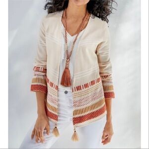 Soft Surroundings Women’s Juliet Woven Tassel Topper Cardigan XL